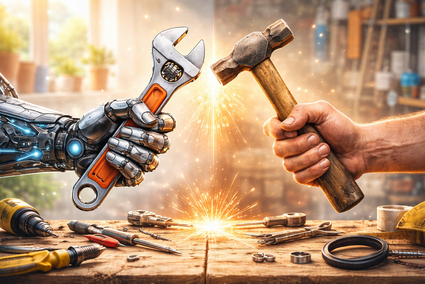 KI und Hand(-werk). Foto: mit ChatGPT erstellt KI und Hand(-werk). Foto: mit ChatGPT erstellt